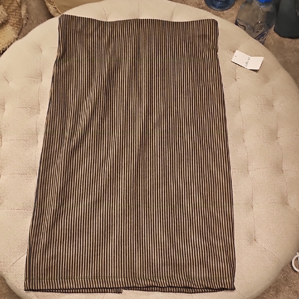 Chic Striped Pencil Skirt in Black and Brown